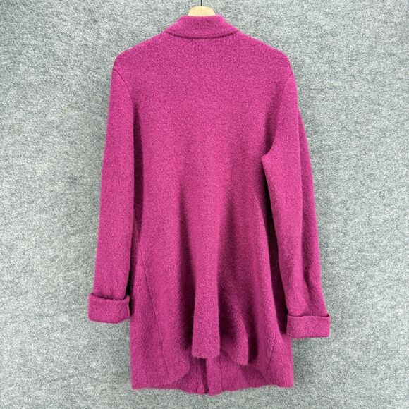 Adrienne Vittadini Coat Women XL Purple Button Long Sleeve Wool Pockets Casual - Picture 2 of 7